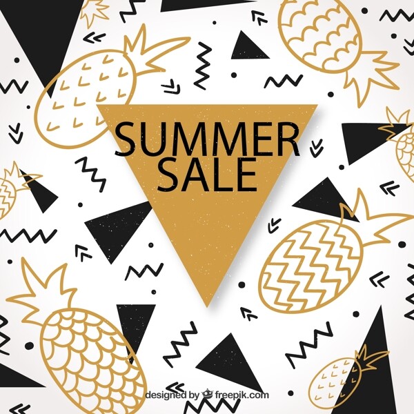菠萝和三角形销售海报图片