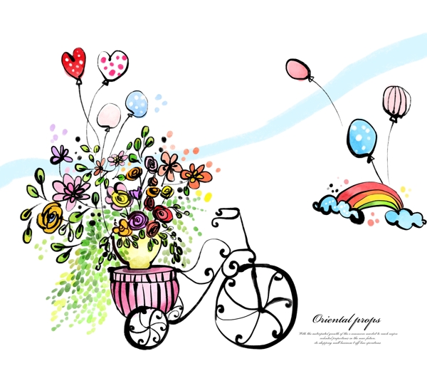 载着鲜花的自行车