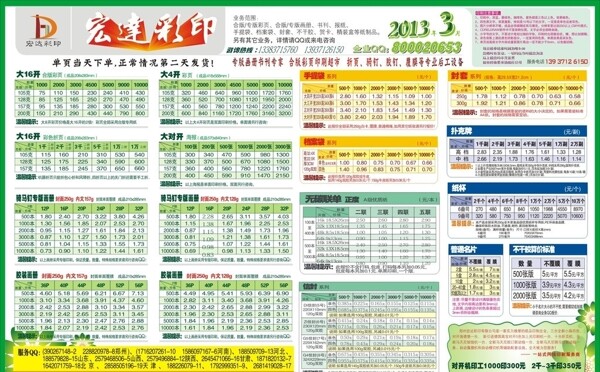報(bào)價(jià)表圖片
