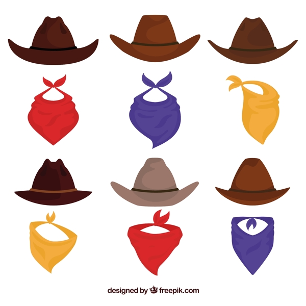 西部牛仔帽子和围巾图片