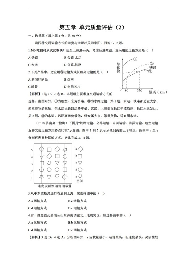 地理人教版必修2第5章單元質(zhì)量評(píng)估2