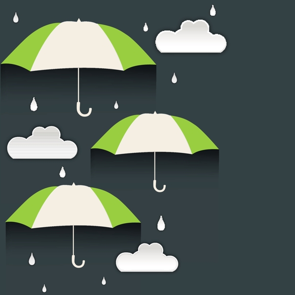 創(chuàng)意剪貼雨傘云朵矢量