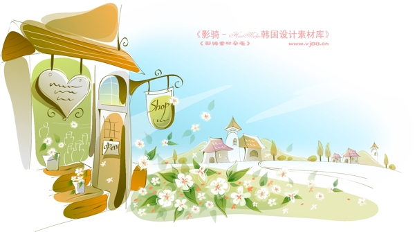 夢幻風景HanMaker韓國設計素材庫背景花紋底紋抽象線條