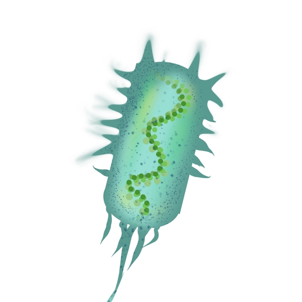 蓝色的活跃细菌插画