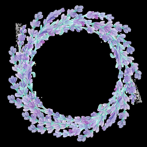 彩紫花圈透明装饰素材