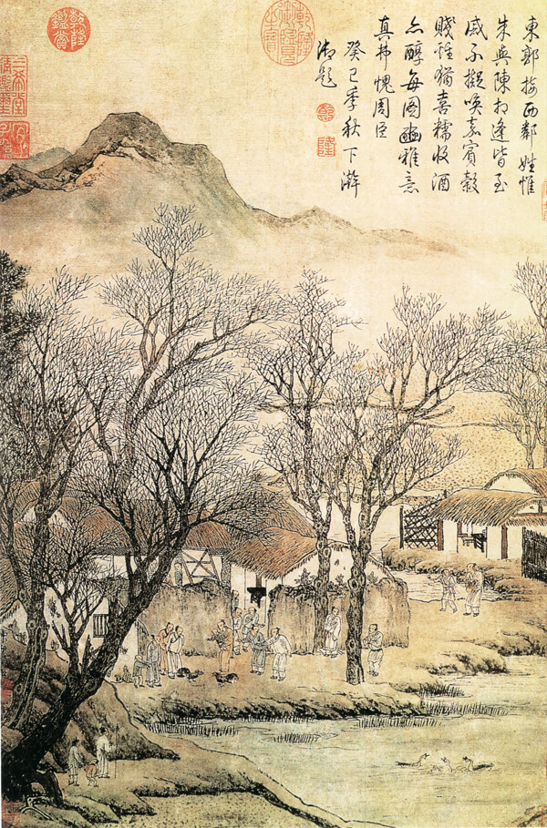 村莊景觀國(guó)畫(huà)圖片