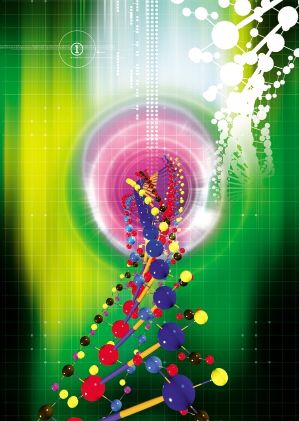 分子结构炫丽色彩科幻游戏背景psd源文件