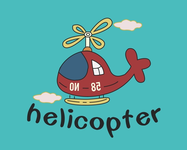 可爱卡通直升机