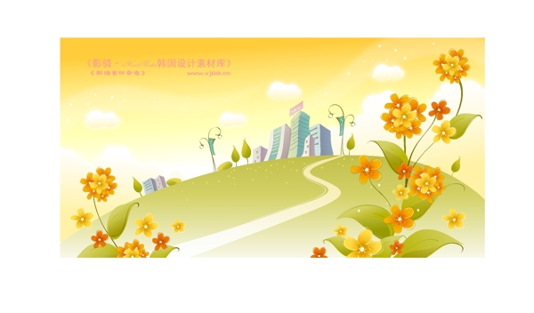 夢(mèng)幻風(fēng)景HanMaker韓國(guó)設(shè)計(jì)素材庫(kù)背景花紋底紋抽象線條