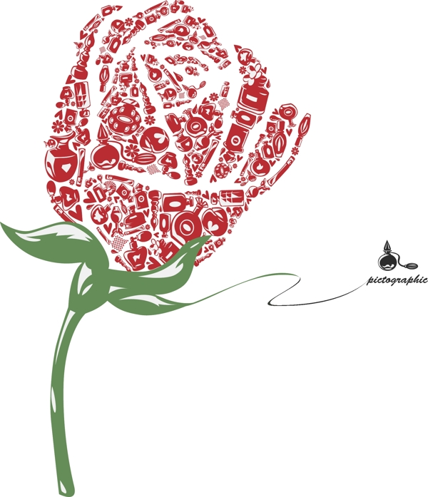 时尚创意玫瑰花插画