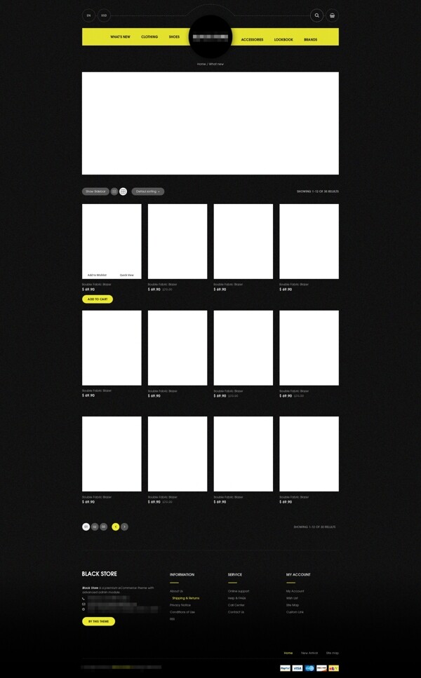 黑色的企业电商商城网站模板之产品展示