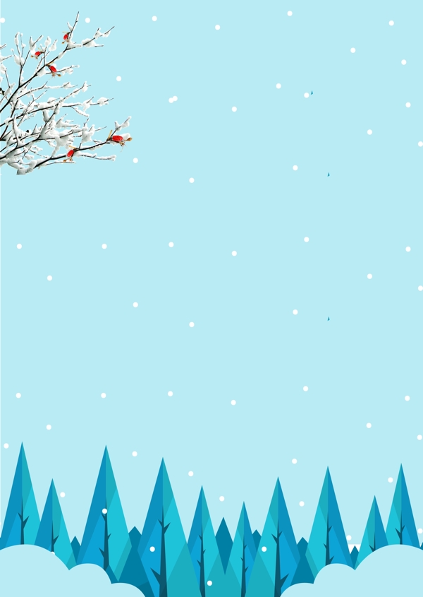 堆雪人卡通蓝色冬季促销广告背景图