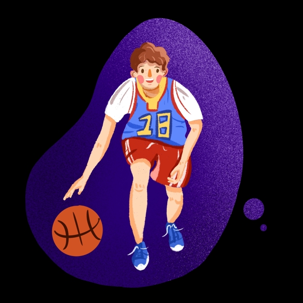 篮球爱好者运动男孩手绘插画png免抠素材