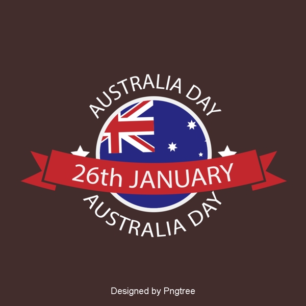 澳大利亚日国旗蓝色红色旗帜字体设计
