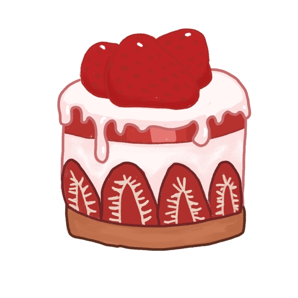 草莓味手绘蛋糕插画