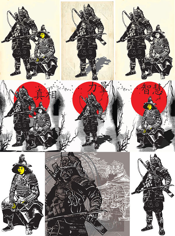 日本武士绘画设计矢量素材