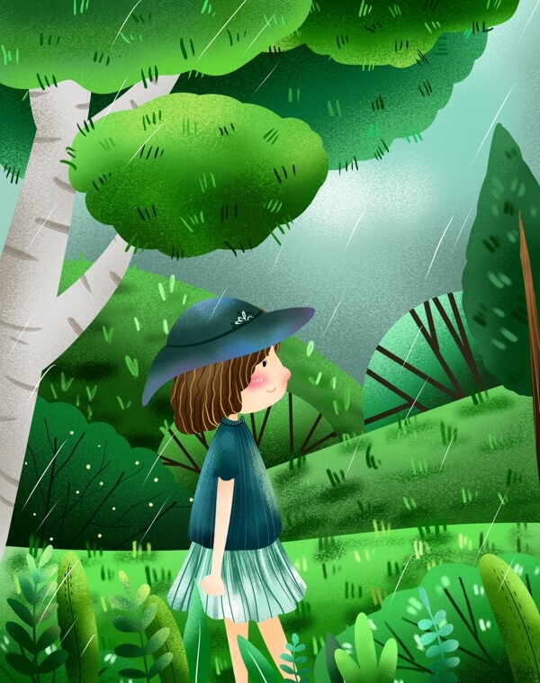 原創(chuàng)小清新插畫谷雨