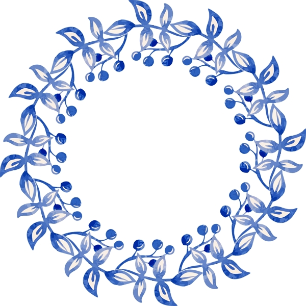 藍色水彩花環(huán)和蒙版矢量