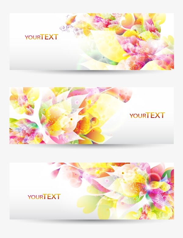 炫彩花紋banner矢量01