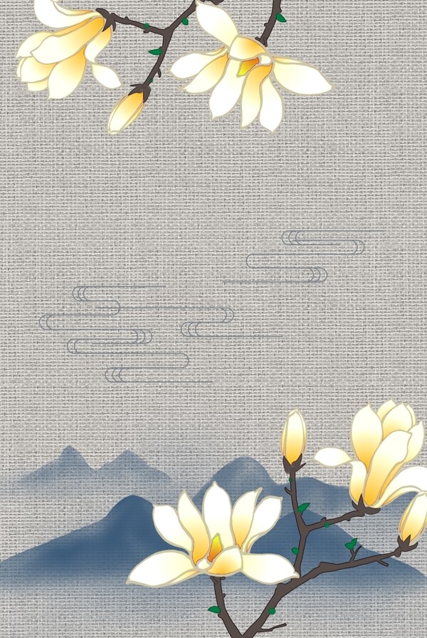 古典中国风花卉工笔画古风背景