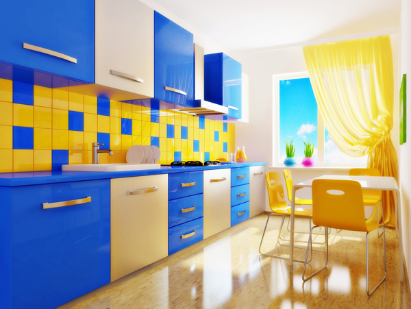 彩色厨房设计图片