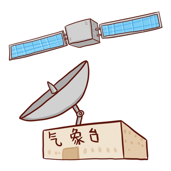 卡通手繪氣象臺設(shè)備png元素