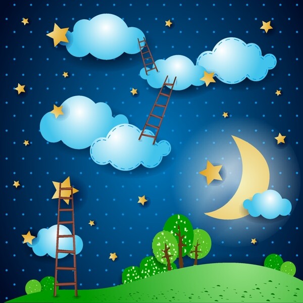 卡通矢量02夜