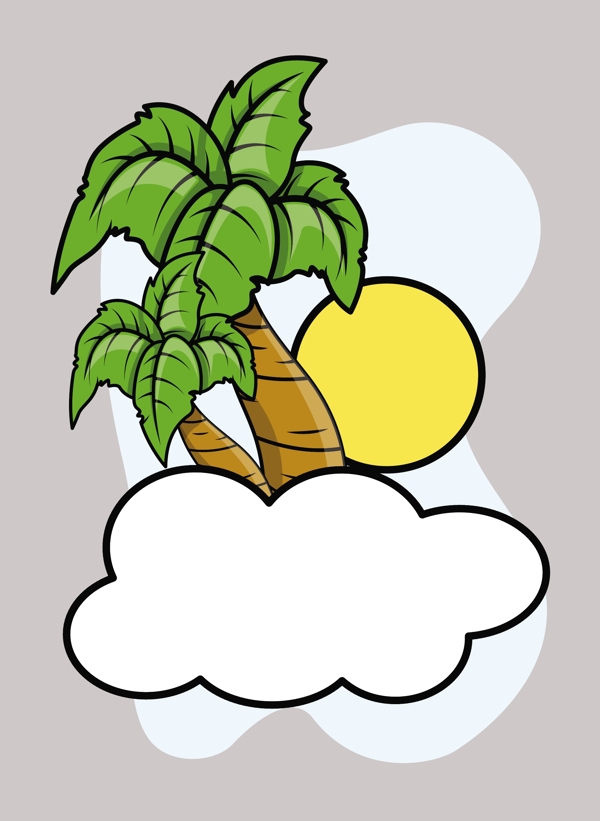 云島卡通插畫矢量