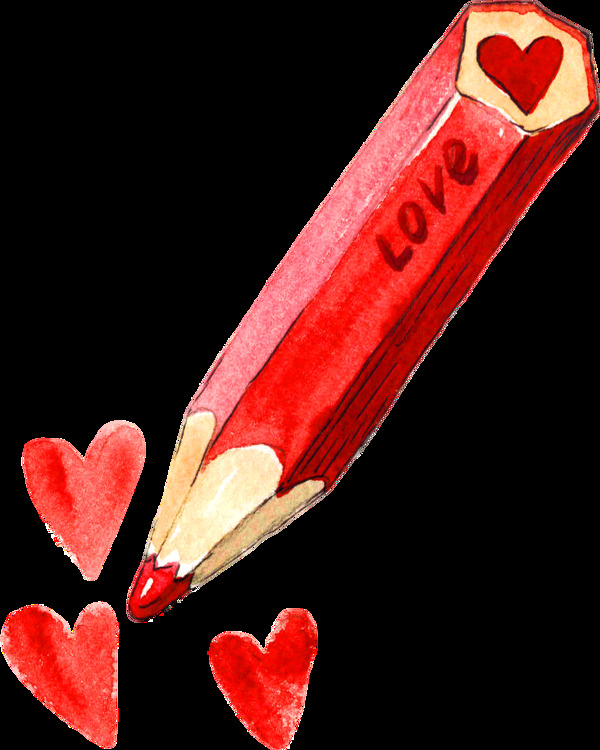 红色铅笔透明素材