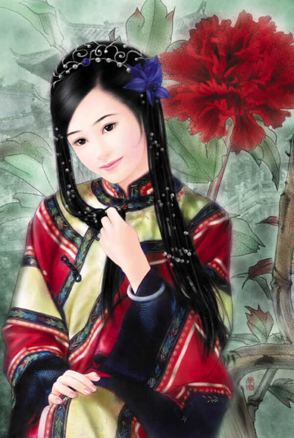 手繪古裝美女圖片
