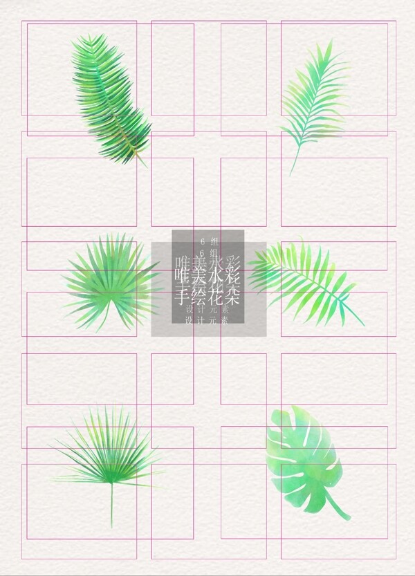 热带植物ai矢量淡绿元素素材