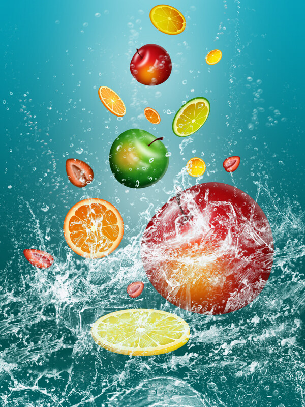 落入水中的水果