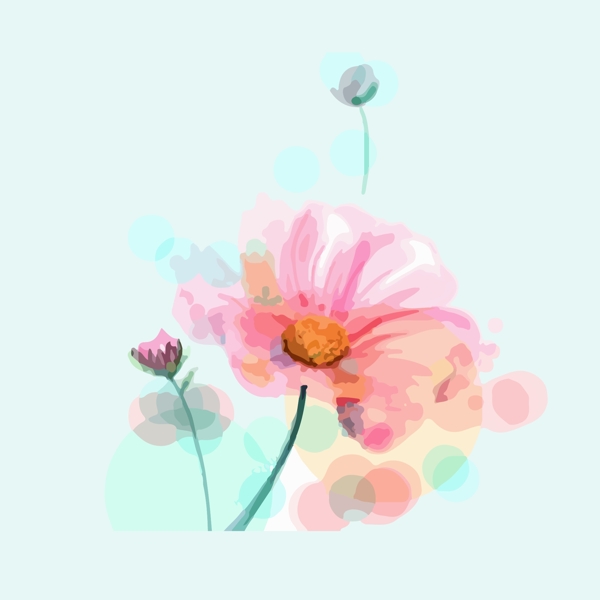 印花矢量图艺术效果水彩植物花朵免费素材