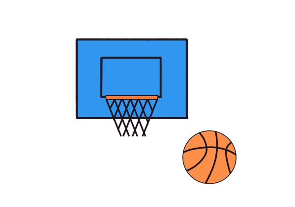 篮板球篮篮球插画