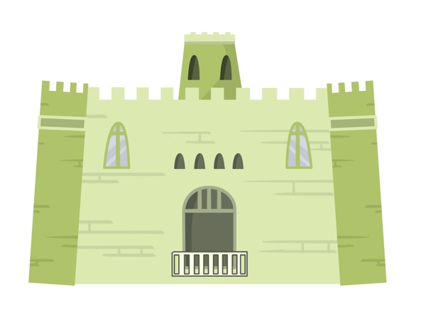卡通绿色城堡建筑