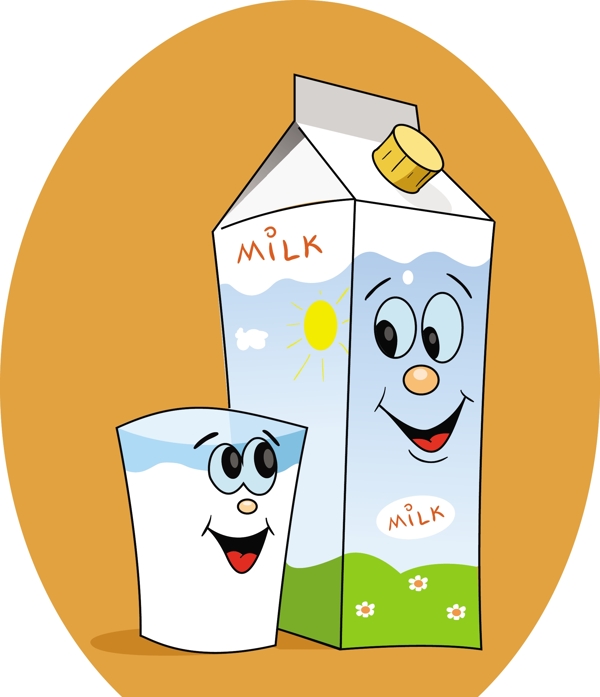 卡通牛奶包装矢量素材