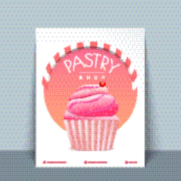 糕点店的传单海报模板或甜蛋糕插画设计