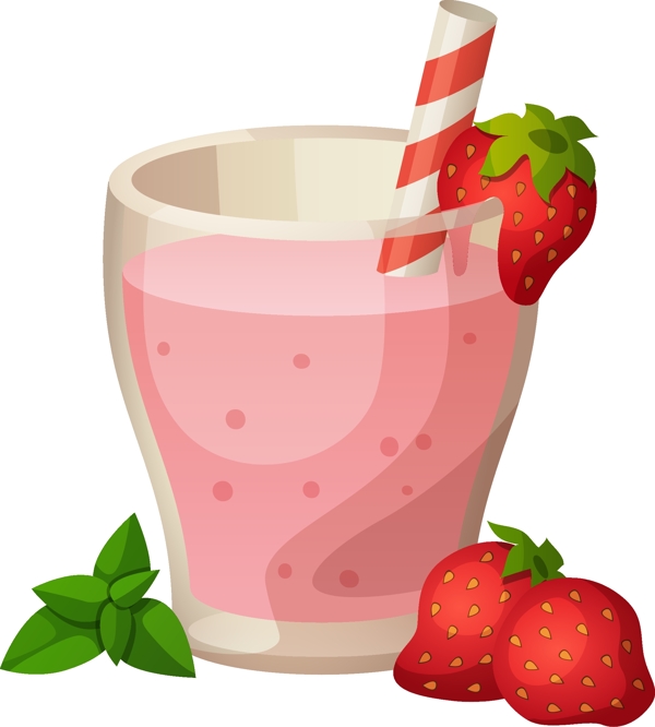 夏季草莓饮品元素