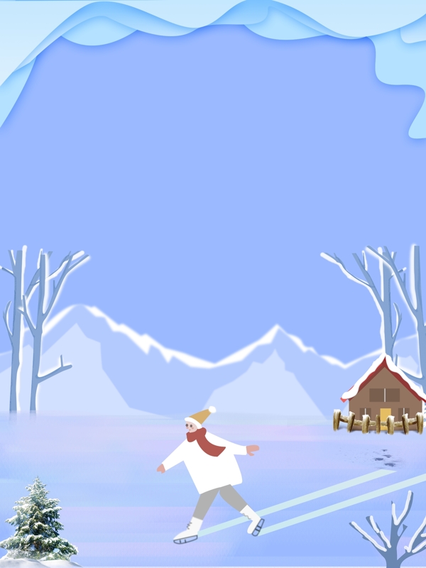 冬季雪地女孩背景