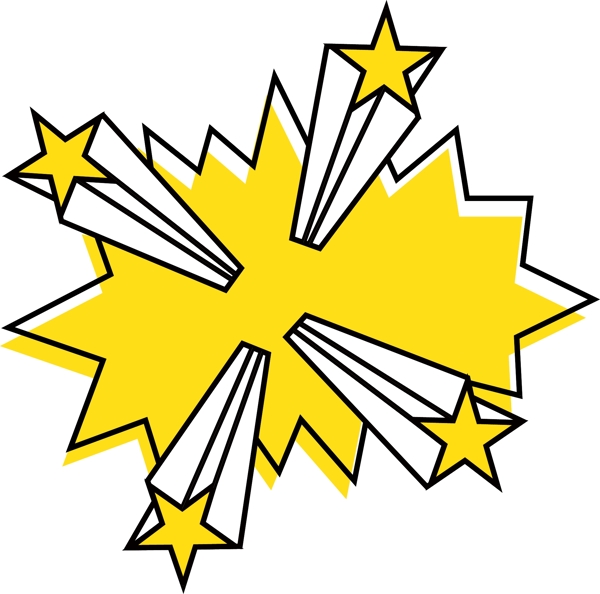 黄色五角星爆炸波普对话框元素图案
