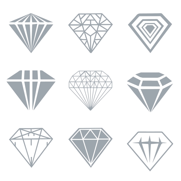多种扁平化线描钻石