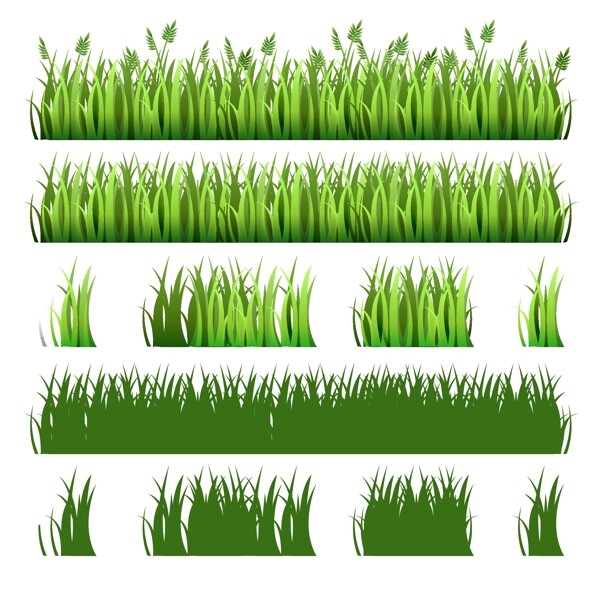 绿色草丛矢量图片
