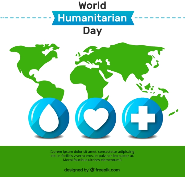 世界人道主义日背景与绿色地图