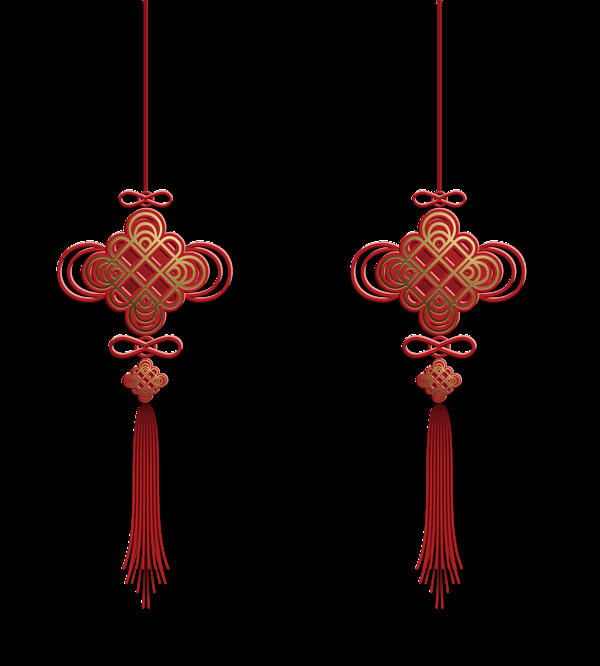 手绘质感红色中国结装饰素材