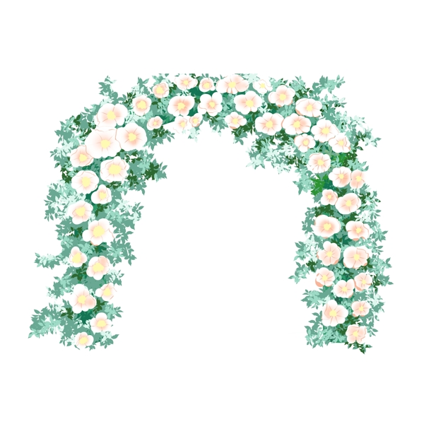 绿色小清新婚礼花拱门设计可商用元素
