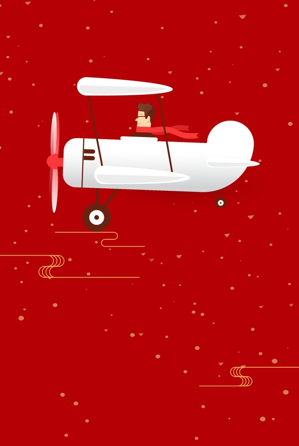 红色飞机春运背景设计