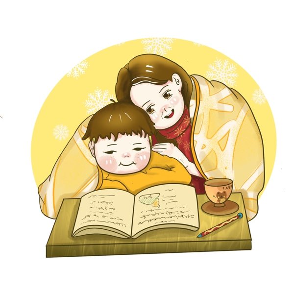 妈妈和孩子学习看书温馨家庭母亲节陪伴