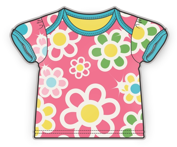 粉色短袖女宝宝服装设计彩色原稿矢量素材