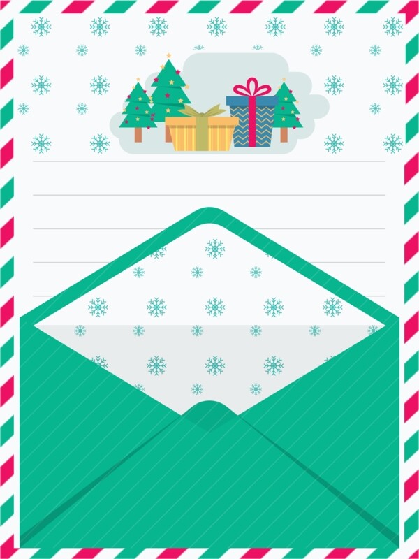 绿色圣诞节信封贺卡背景