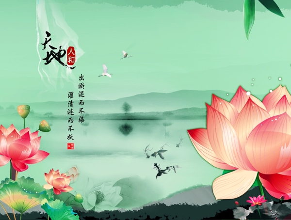 蓮花psd背景素材